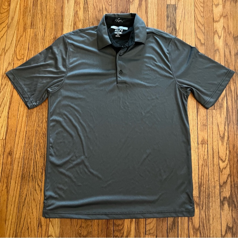 Greg Norman Golf Polo Shirt Men's Medium Gray Solid Color Play Dry‎ Polyester